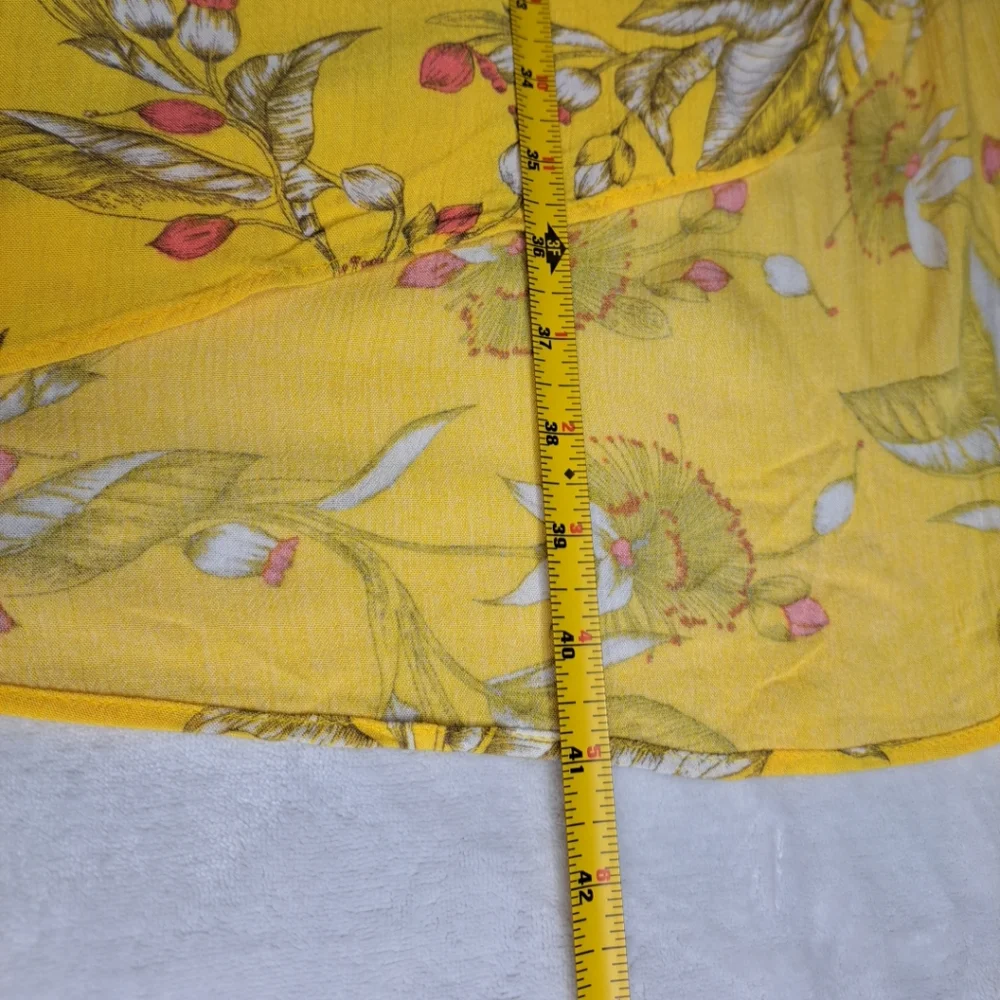 Express Yellow Floral Hi-Low Skirt Crinkle Lined Wrap Spring Boho Large - Picture 8 of 13